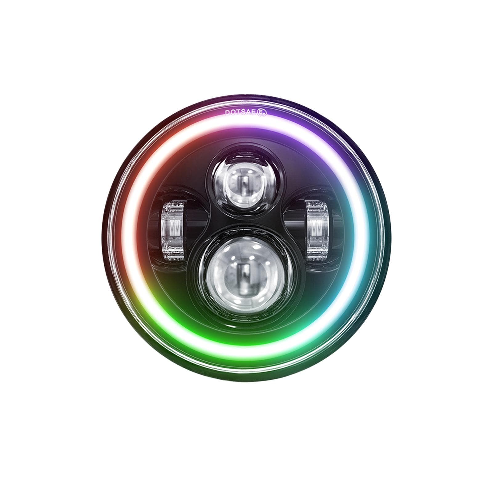 7 inch LED Headlight Round Headlight with HighLow Beam and DRL Colorful Angle Eye Light for Cars 1 Pack black
