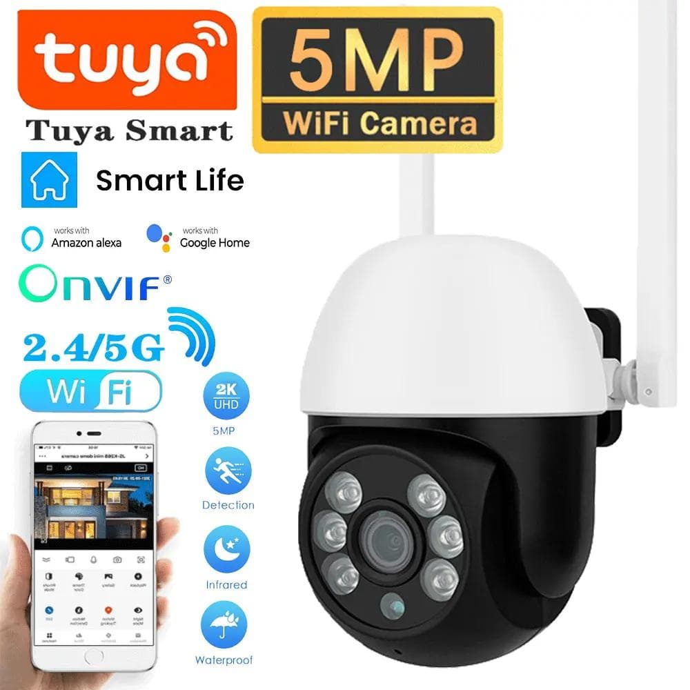 5G Wifi IP Tuya Smart 5MP Outdoor Home Security PTZ Camera CCTV Video Surveillance Full Color Night Vision Wireless Cam 4MP With 128G Card