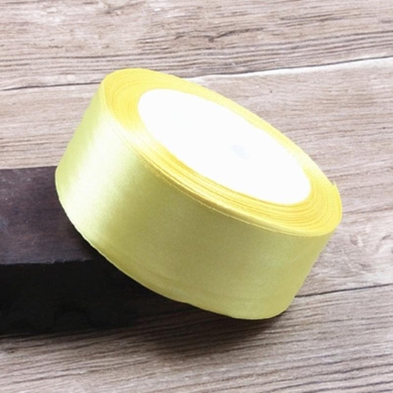 1 Roll 40mm Colorful Ribbon Decorative Cake Gift Packaging Ribbon Material DIY Bow Crafts Wedding Party Scrapbooking Wrap Supplies light yellow