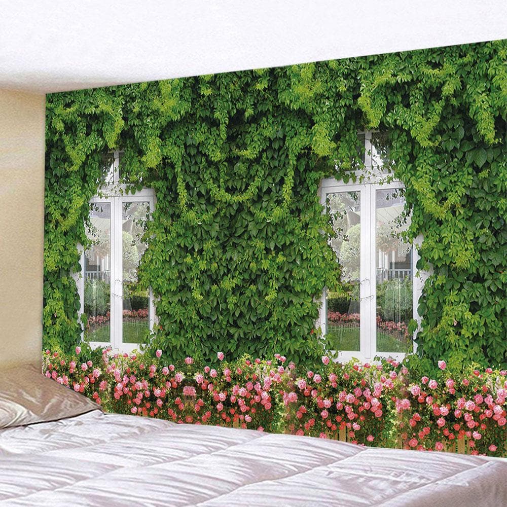 Flower wooden fence garden printing group tapestry home bedroom living room wall decoration background cloth tapestry 100x75cm
