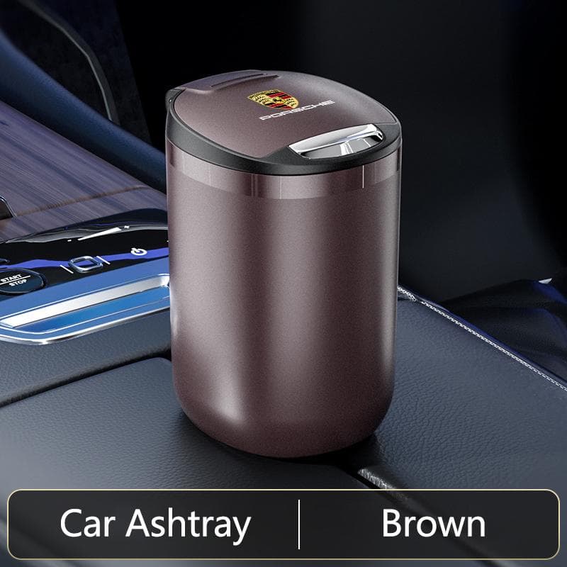 Car Logo Ashtray Portable Garbage Box Storage Holder Accessory For Porsche 911 Cayenne Carrera-GT 928 Panamera Boxster Macan 918