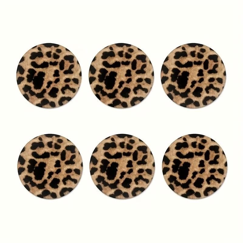 6Pcs Leopard Print Coasters That Absorb Moisture, Suitable for Drinks, Tea, And Coffee Cups Animal Pattern for Home And Restaurant Decor 6pcs
