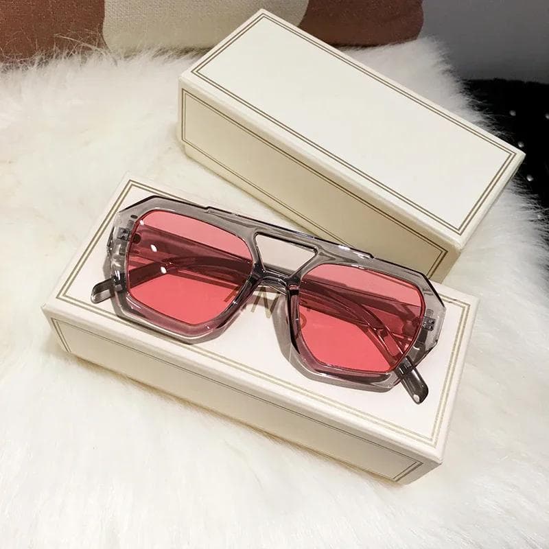 Retro Tortoiseshell Pilot Sunglasses Women Designer Oversized Shades Double Bridge Rectangle Sun Glasses 1PC