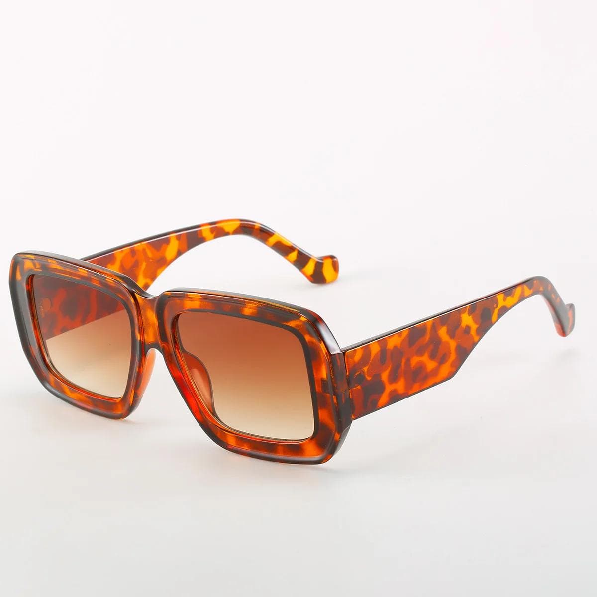 Vintage Unisex Big Square Sunglasses UV400 Protection Black Lens Designer Shades for Men Women