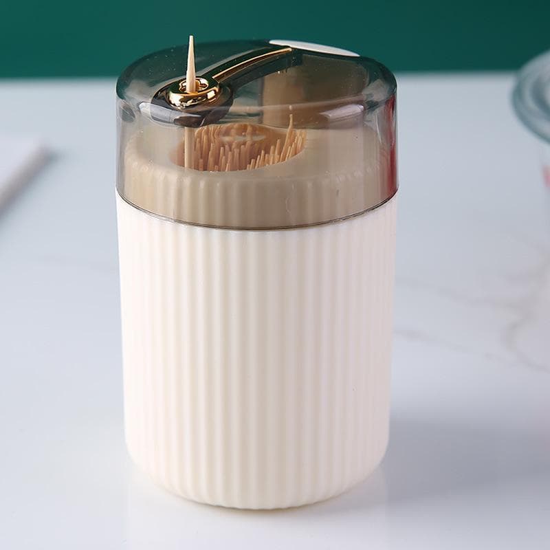 Pop-Up Automatic Toothpick Dispenser Portable Plastic Toothpick Holder Container Creative Press Toothpick Storage Box Organizer One Size white