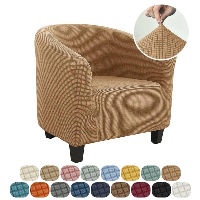 Club Chair Cover Stretch Tub Chair Slipcover Solid Color Sofa Cover Polar Fleece Couch Covers for Study Bar Counter Living Room 1pcs