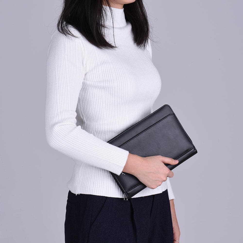 Portable Business Portfolio Folder Document Case Organizer A5 PU Leather note Pad