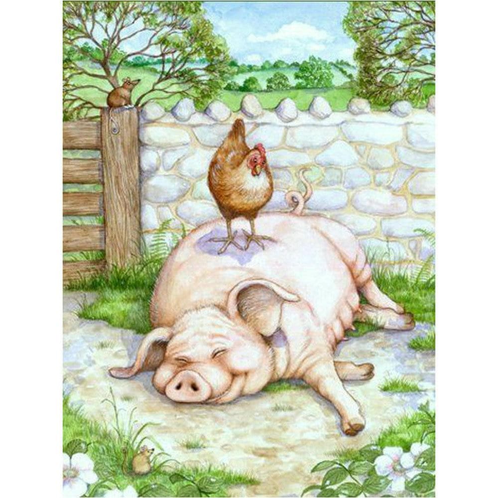 Diamond Painting Cross Stitch Chicken and Pig Drill Resin Home Decor Diamond Embroidery 20X30CM
