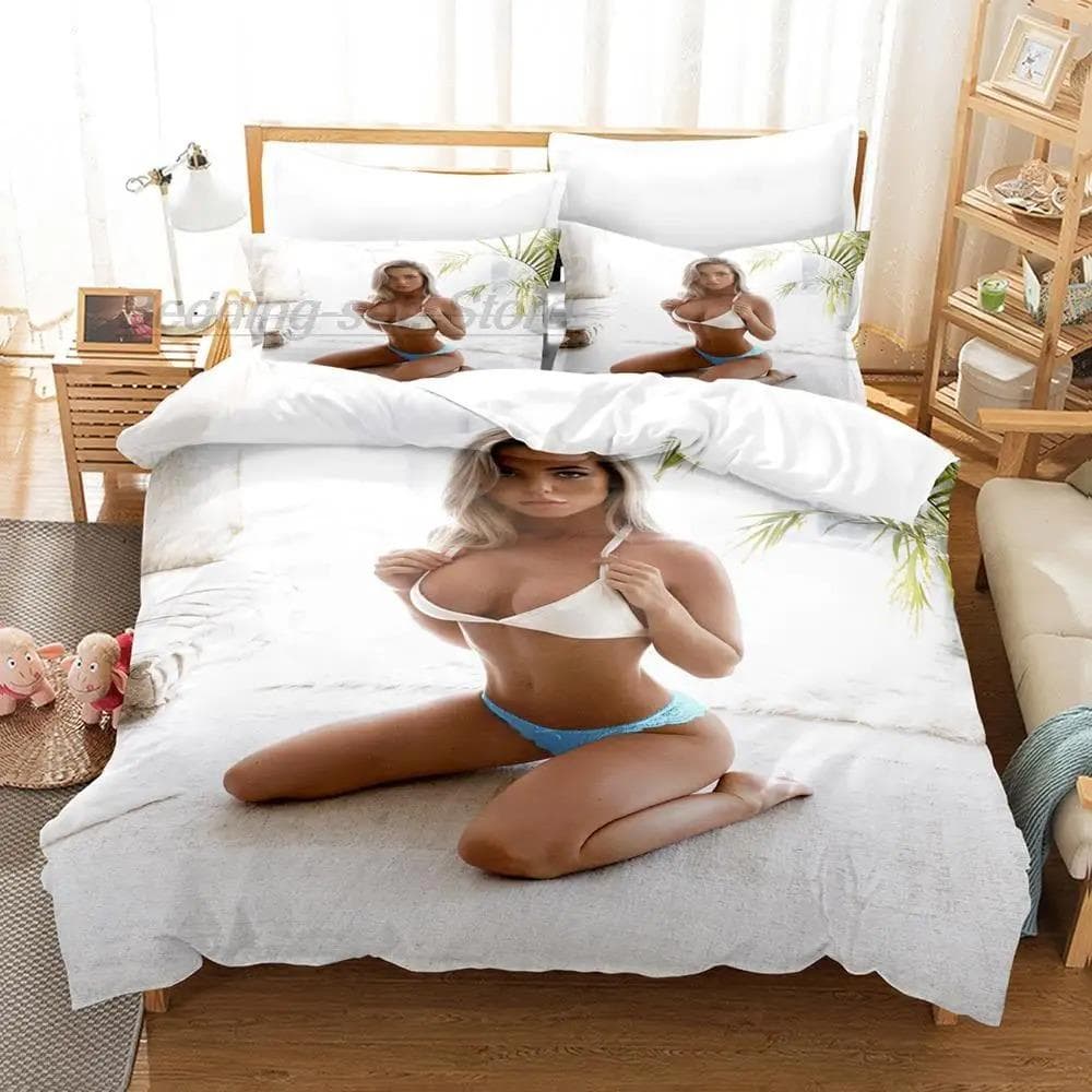 Bikini Anime Beauty Bedding Set Single Twin Full Queen King Size Bed Set Aldult Kid Bedroom Duvetcover Sets Europe and America 70x133cm 2pcs