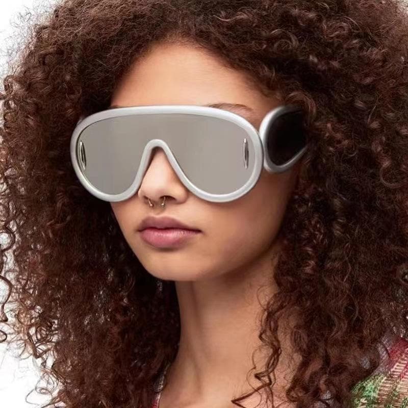 New Large Frame One-piece Sunglasses European and American Future Style Hip-hop Sunglasses Women's Outdoor Sunglasses