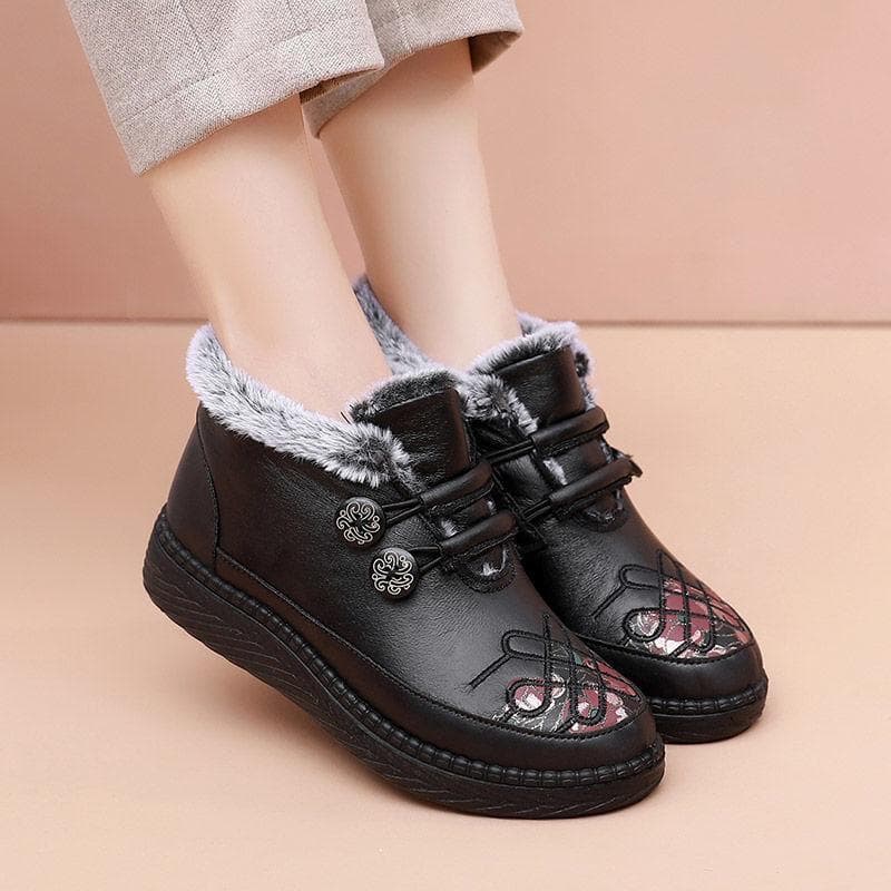 Winter Cotton Shoes Grandma Shoes Foreign Trade Soft-soled Thickened Mother Shoes Warm Snow Boots for The Elderly 35 black