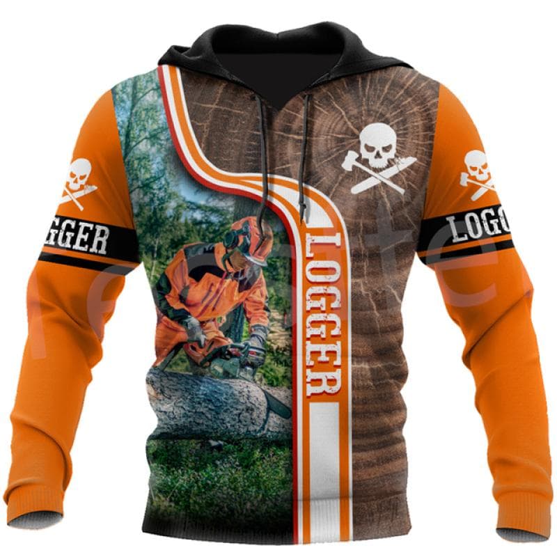 Logger Worker Lumberjack Chainsaw Retro Pullover 3DPrint Men/Women Streetwear Casual Funny Hoodies Oversized Harajuku L