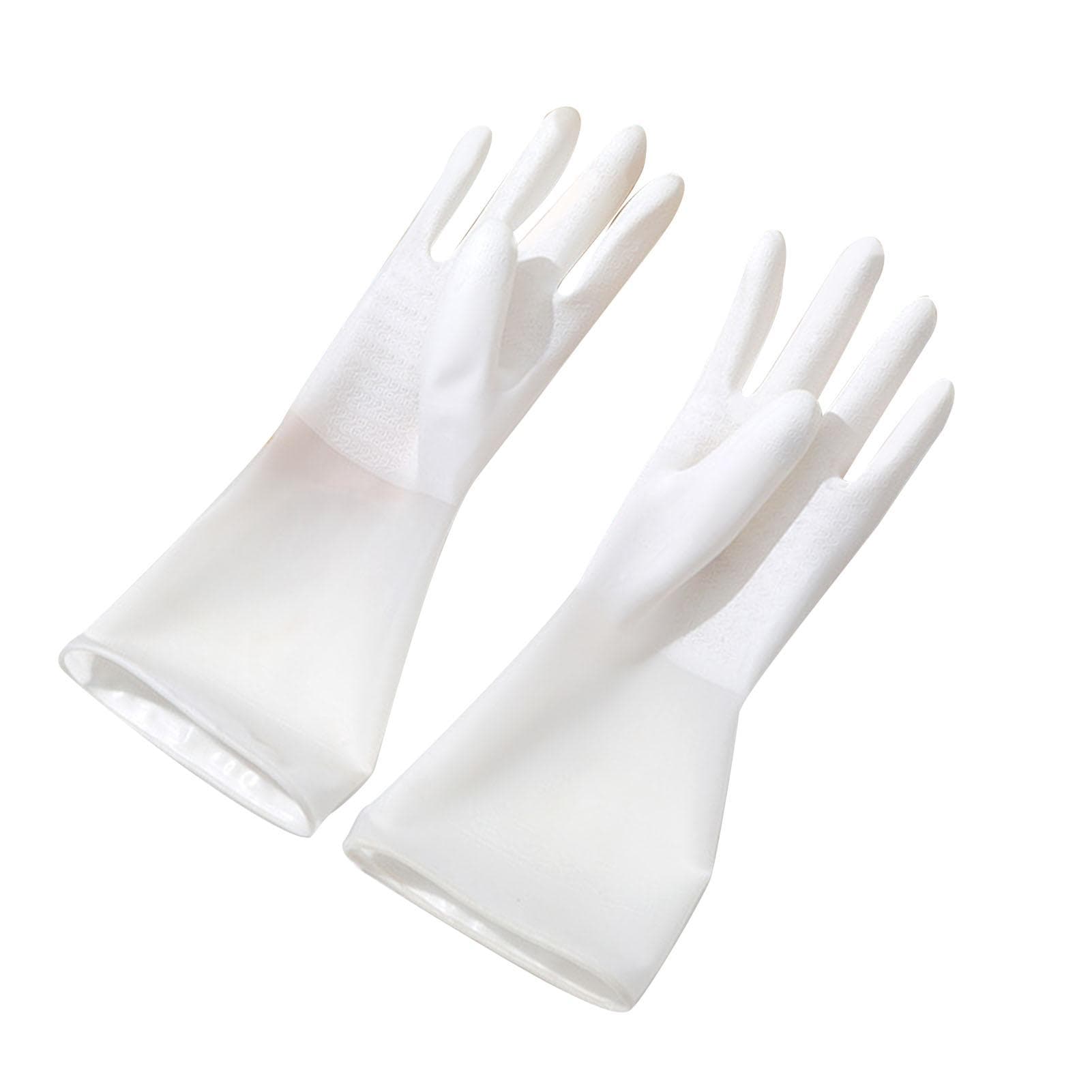 Rubber Cleaning Gloves Kitchen Washing Gloves Reusable Waterproof Skid Resistant Housework Gloves M Size 3-4 Months