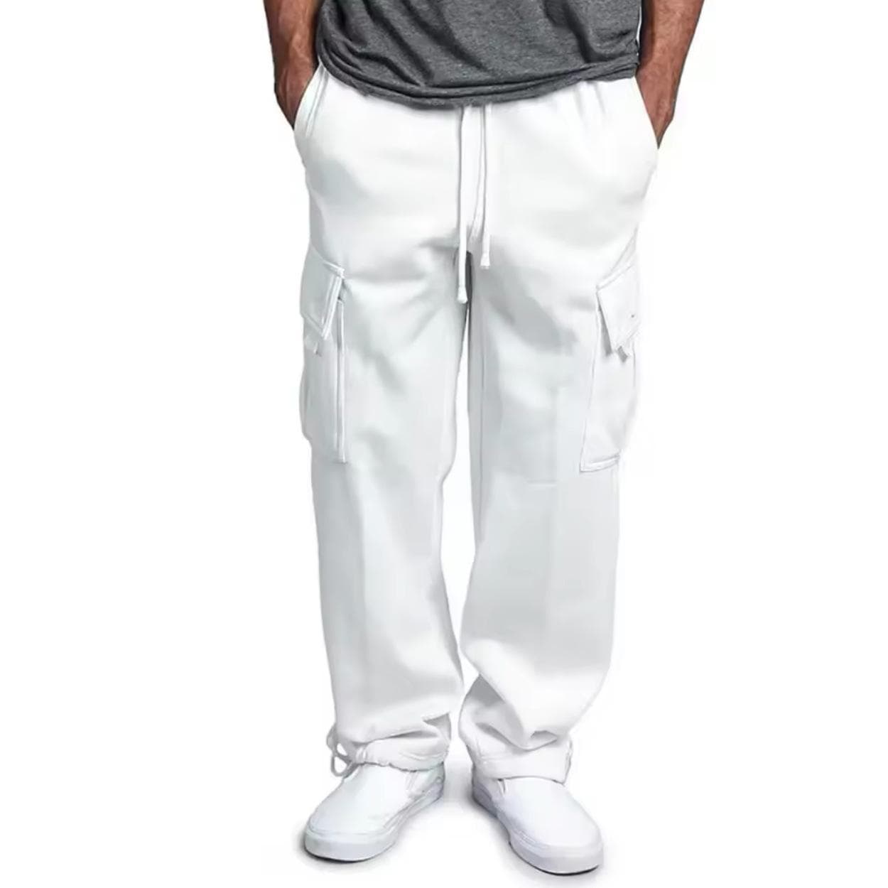 2024 Men's Multi-Pocket Sports Casual Drawstring Trousers with Cuffed Loose Fit Size 4XL