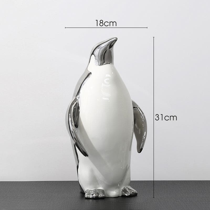 Light Luxury Penguin Ceramic Decoration Living Room Entrance TV Cabinet Home Decoration Office Wine Cabinet Soft Installation Crafts silverdad