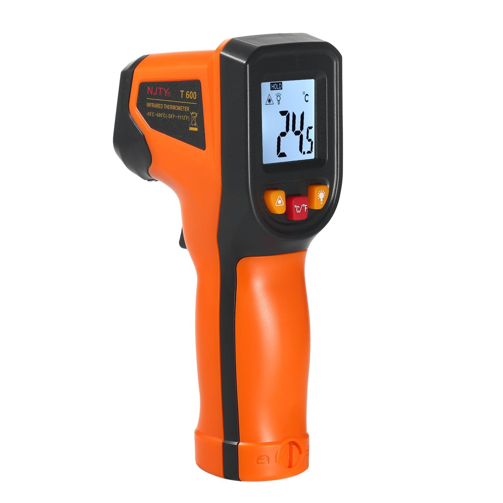 NJTY Infrared Thermometer Non-Contact Digital Temperature Gun -50 degrees C~600 degrees C (-58 degrees F~1112 degrees F) with T600 orange
