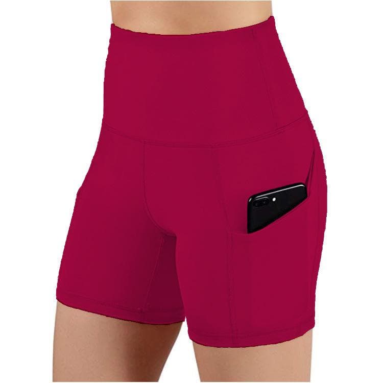 Fashionable Yoga Pants Slim Hip Sports Fitness Running Leggings Women Shorts S red