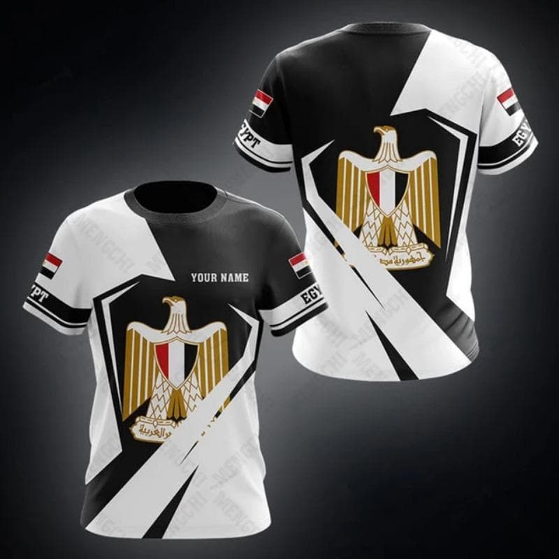 Egypt Flag & Coat of Arms Graphic Tee Summer Casual Pullover Men's Fashion O-neck T-shirts Boys Oversized Short Sleeve Tops S