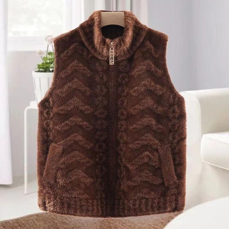 Winter Mink Fur Vest Jacket for WomenLoose Fit Large Size Thick Short Vest Vest Clip 6XL