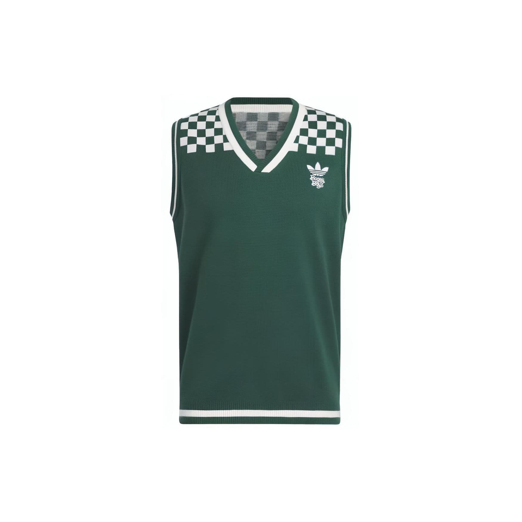 Adidas Originals X Bogey Boys Collaboration SS23 Solid Golf Square Knit Sleeveless V-Neck Vest Men Tops Green IL9295 XS