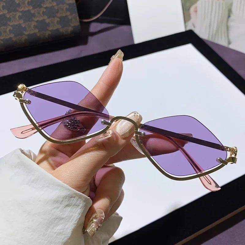 Ultra Light Luxury Metal Half Frame Diamond Sunglasses Unisex UV400 Protection for Driving Cycling Travel