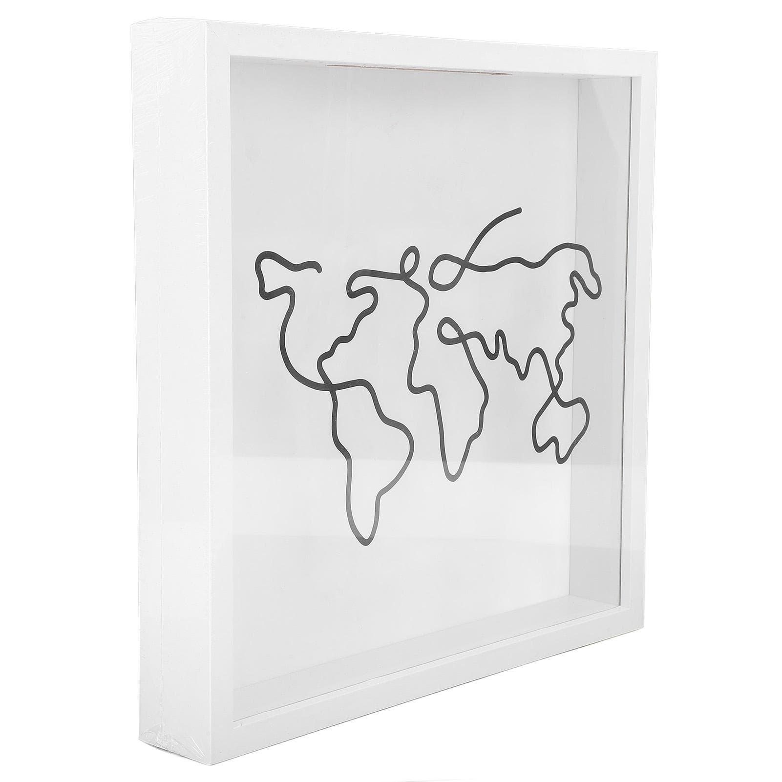 Adventure Archive Box White Frame Ticket Holder Travel Memory Storage Box with Slot Coin Bank Box