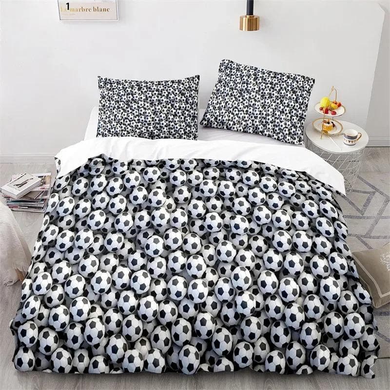 3D Soccer Duvet Cover Set King Queen Boys Watercolor Football Bedding Set Youth Sports Theme Quilt Cover For Child's Dorm Room 70x133cm 2pcs