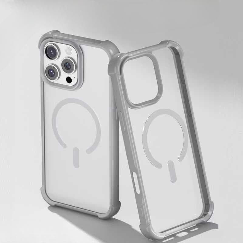 Macaron Suitable for IPhone 16 Mobile Phone Case Transparent Magnetic Suction Apple 15/14 Four Corner Anti-fall Full Cover Protective Case Apple 16Plus