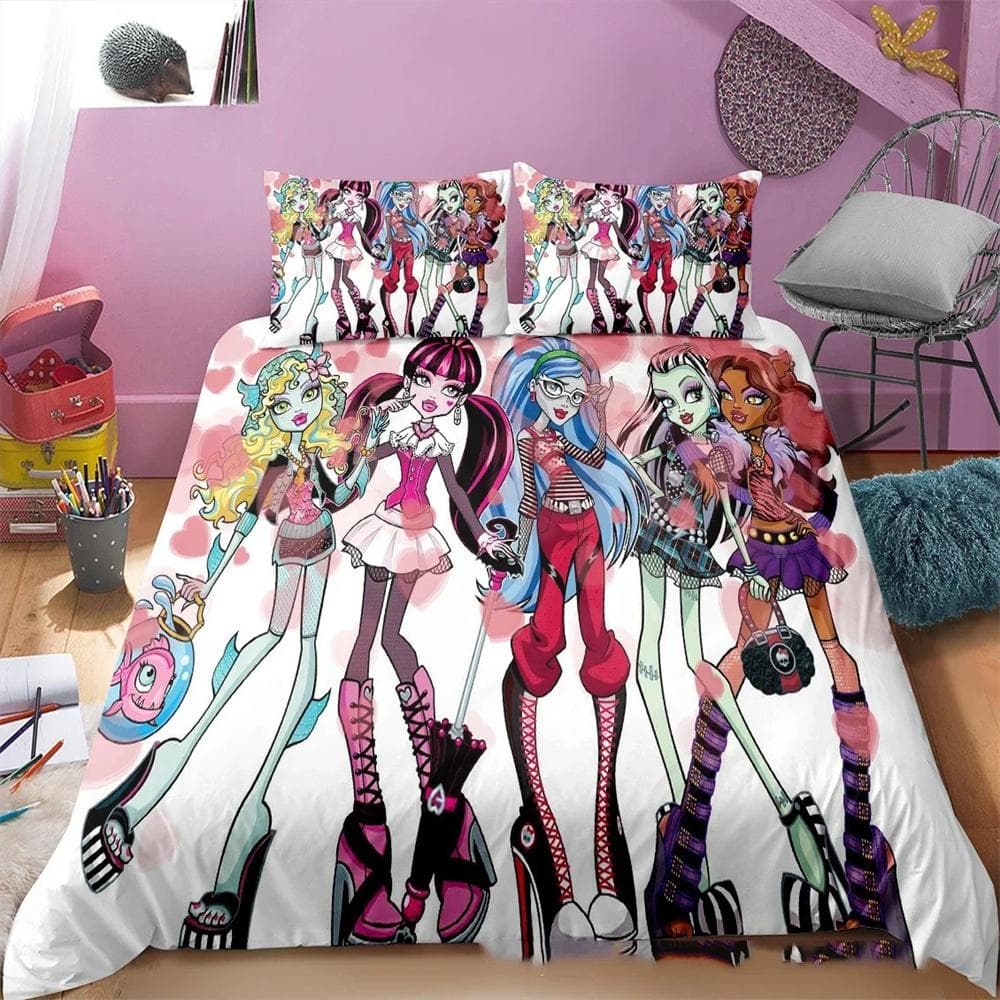 3D Printed Monster High Bedding Set Duvet Cover Bedroom Comforter Covers Single Twin King Size Quilt Cover Home Textile 2/3PCS 200X200cm-3pcs
