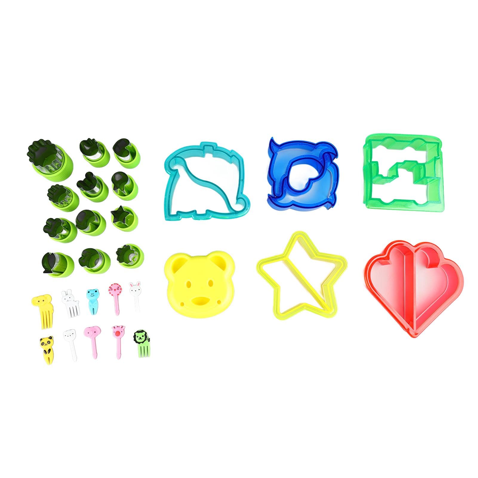 6PCS Sandwich Cutters 12PCS Cookie Vegetable Fruit Cutter Shapes Set with 10PCS Food Forks for DIY L(for 6.5-9kg)