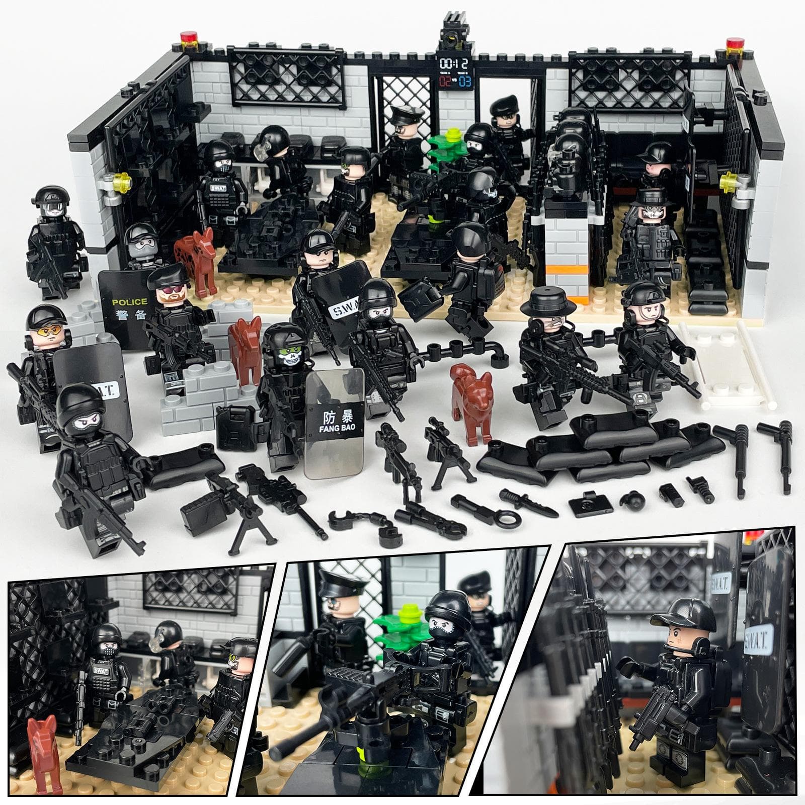MOC 1602A Special Police Training Hall Small Particle Children Assembling Building Blocks Military Scene with Assembling Building Toys