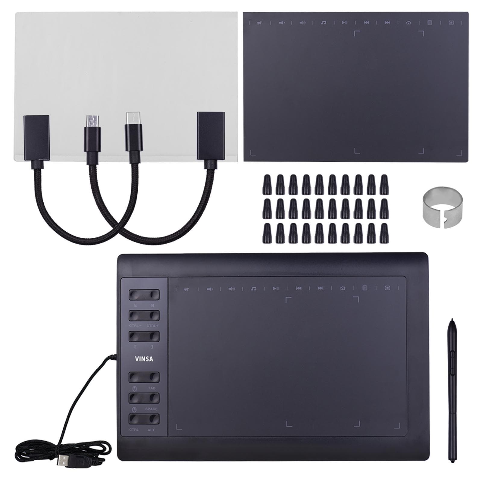 10x6 Inch Professional Graphics Drawing Tablet 12 Express Keys with 8192 Levels Battery-Free Package 3