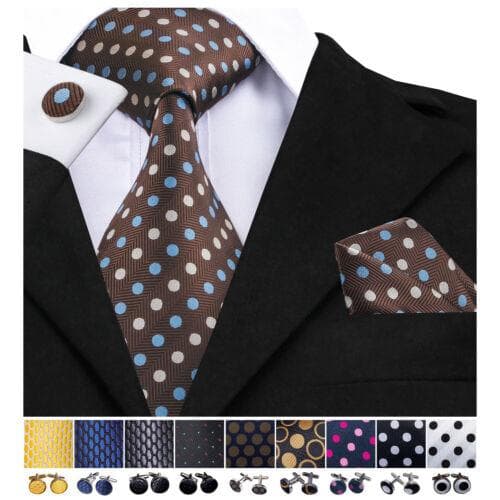 198 Colors Mens Silk Tie Black Blue Red Necktie Hanky Cufflinks Wedding 3PCS Set N-0911