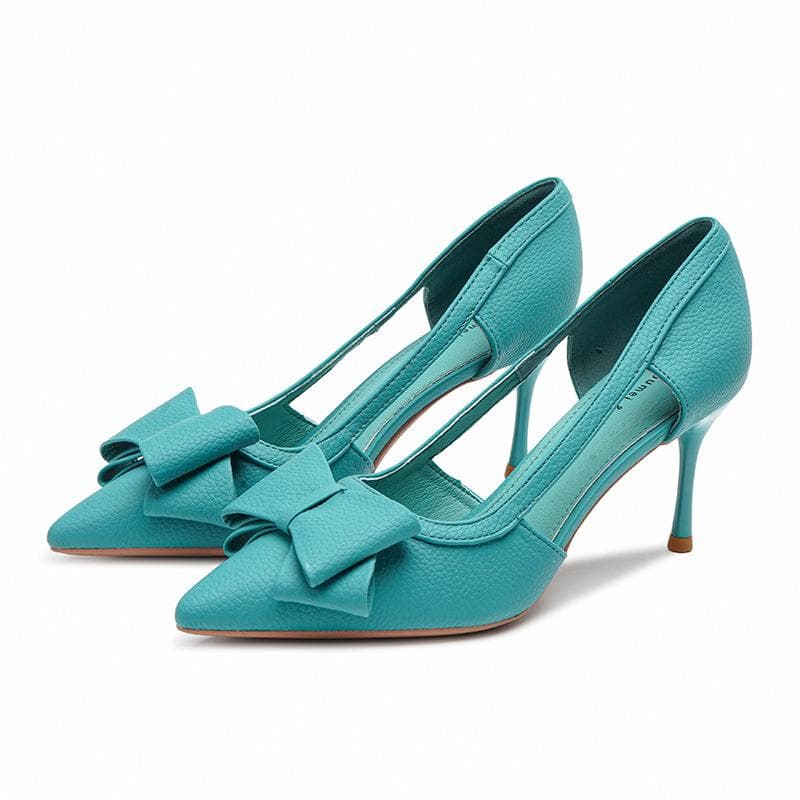 Pointed-toe Stiletto High-heeled Shoes Women's Summer New Bow Sandals Feminine Temperament French Single Shoes Women 37
