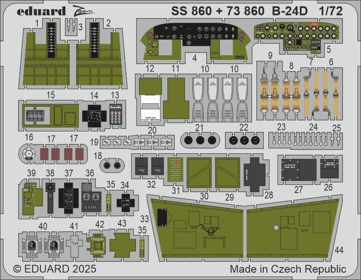 Eduard Zoom Etched Parts Plastic Model Kit Parts EDUSS860 1/72 B-24D (for Airfix) (Airplane)