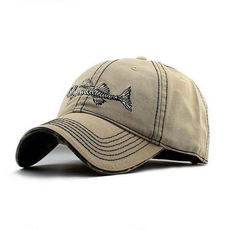 Unisex casual baseball cap fishbone logo spike cap cotton sunscreen sports cap cotton trucker cap beige