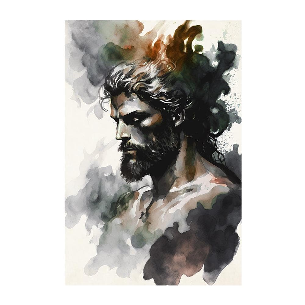 Set of 3 Prints Greek Gods Zeus Hades Poseidon Odin Thor Mythology Poster Abstract Neutral Watercolor Graffiti Canvas Painting Wall Art Home Decor 30x40cm No Frame red