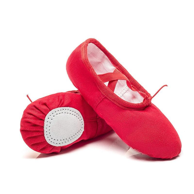 Canvas Dance Shoes Soft Sole Exercise Girl Cat's Claw Shoes Gymnastics Yoga Shoes Children Ballet Dance Shoes 39 red