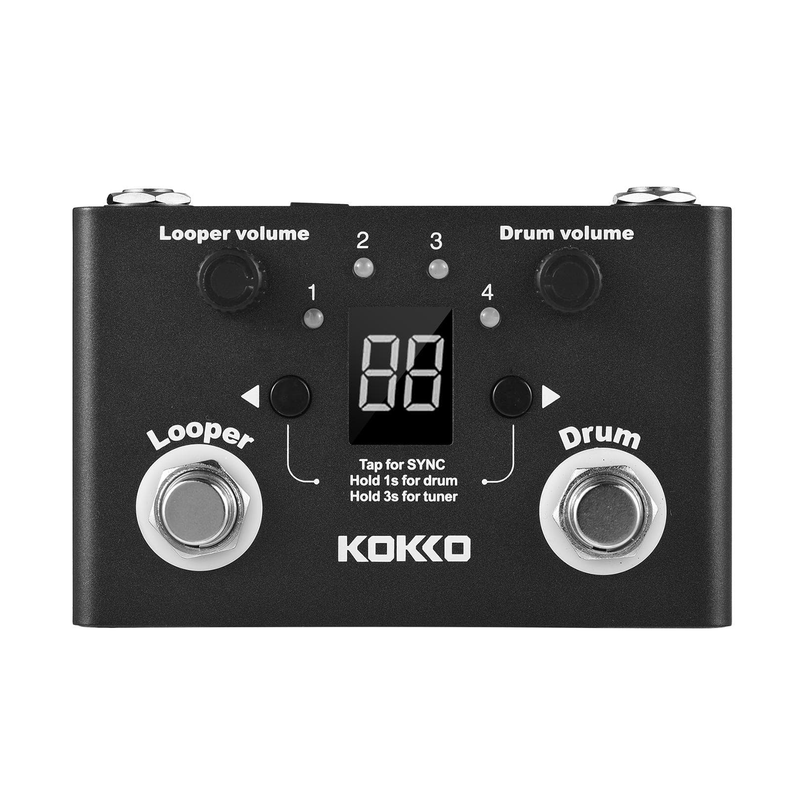 KOKKO Multifunctional Drum & Looper Effect Pedal Tuner BT Page-Turner Phrase Loop Recording Drum black