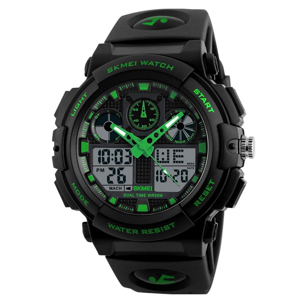 SKMEI 1270 Quartz Digital Electronic Men Watch Fashion Dual Time Wristband green