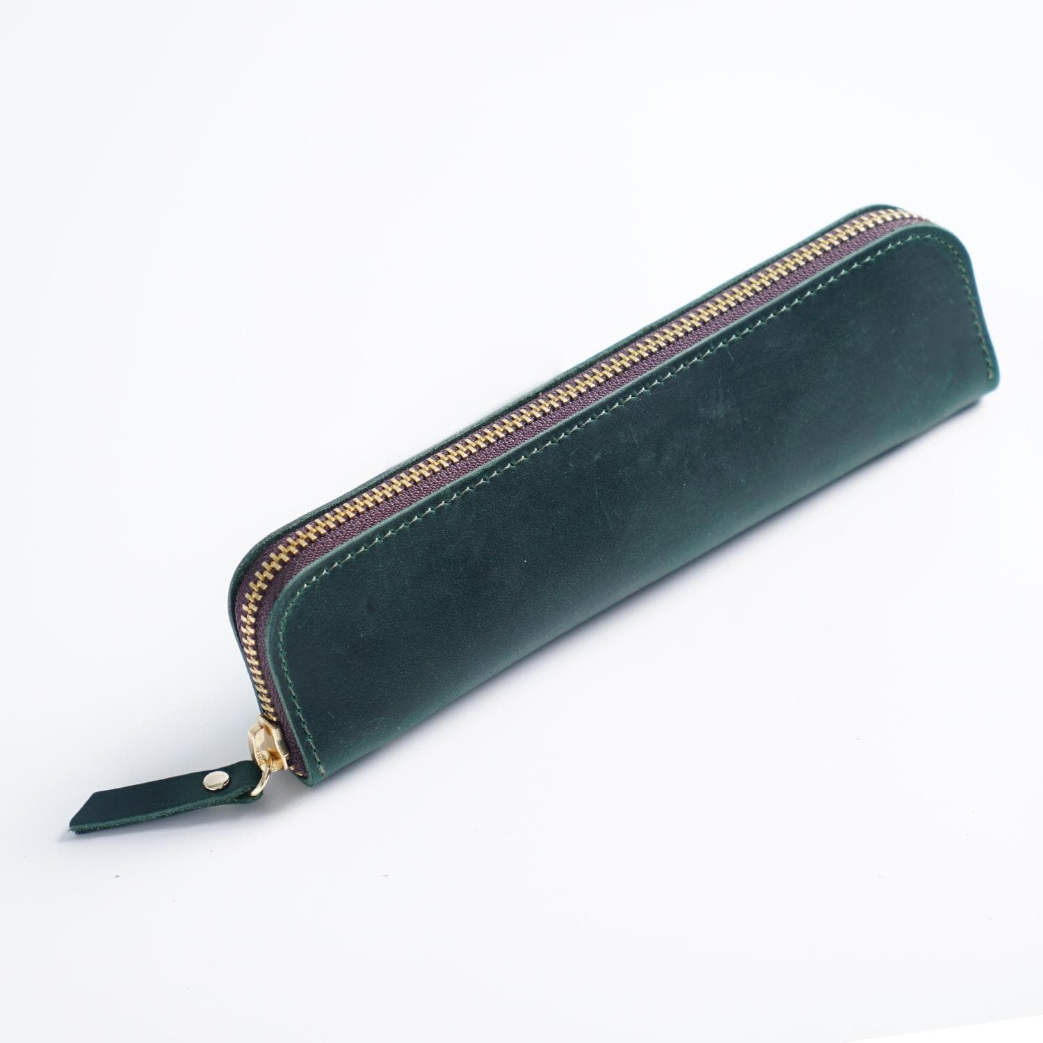Genuine Leather Pen Pouch Minimalist Pen Bag Nature Cowhide Pencil Case Stationery School Office Supplies Gift green