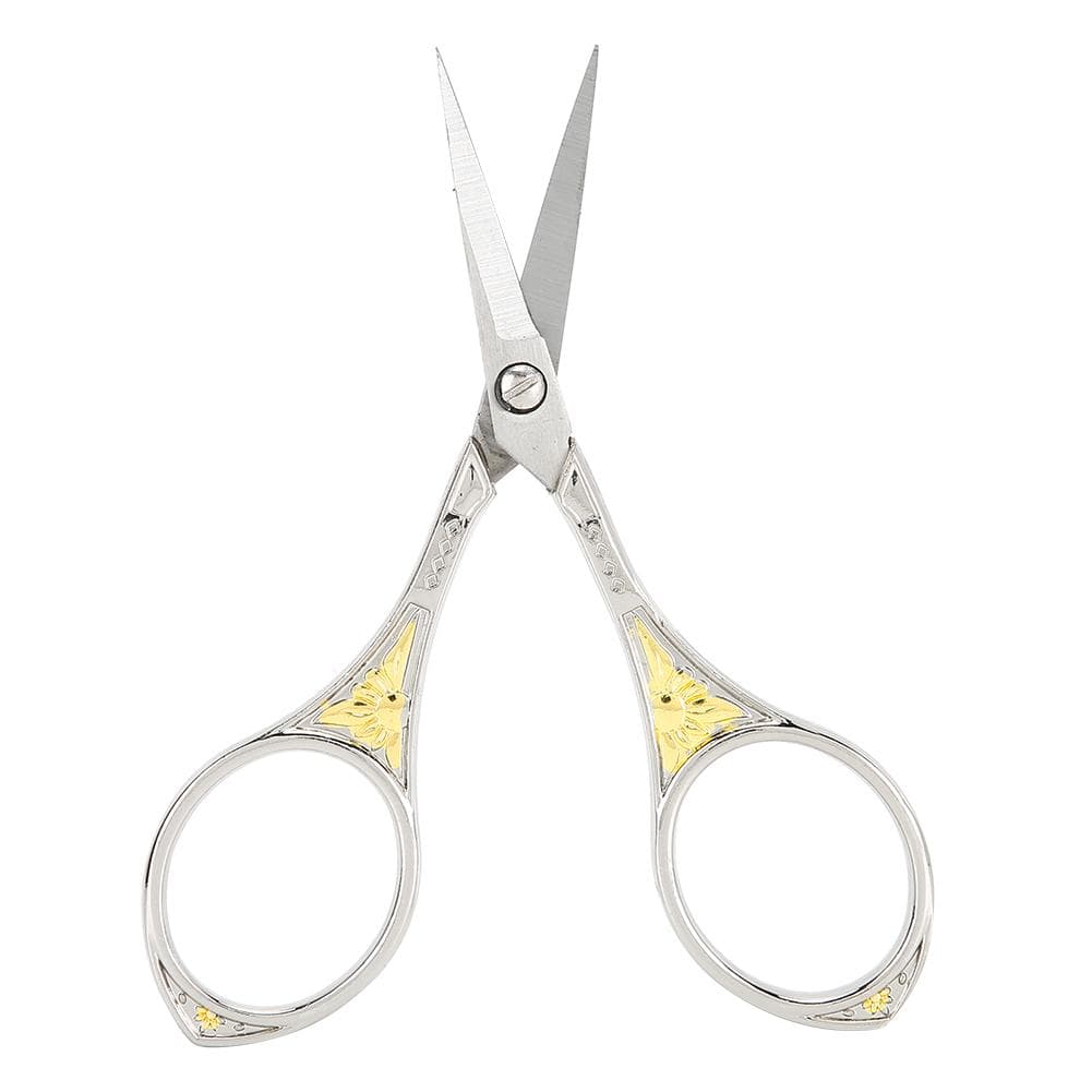 Vintage Scissor Sunflower Pattern Stainless Steel Needlework Fabric Sewing Cutting ToolSilver