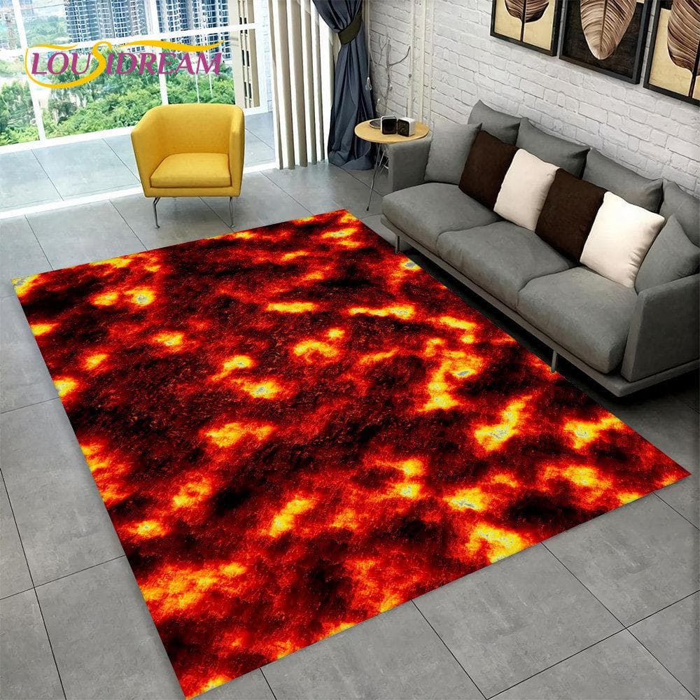 3D Volcano Lava Magma Area Rug Large,Carpet Rug for Living Room Bedroom Sofa Doormat Decoration,Kid Play Non-slip Floor Mat Gift 40x60cm(15x23in)