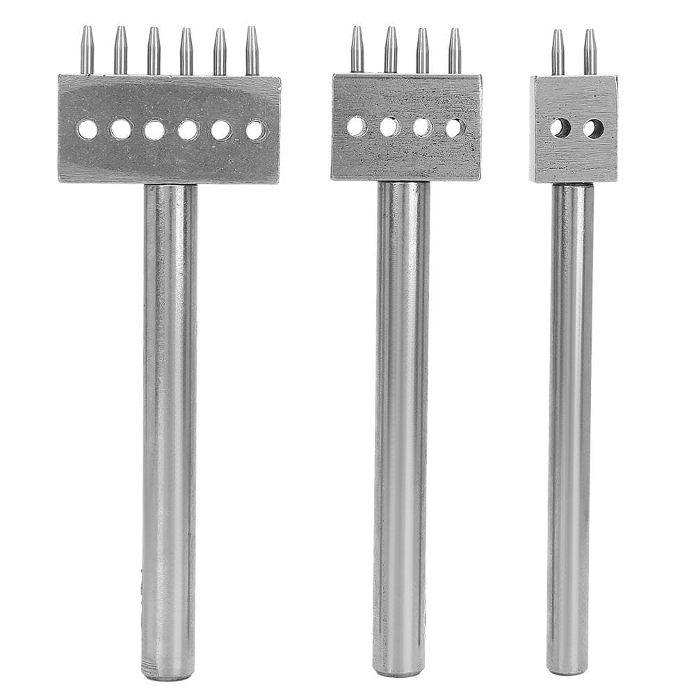 3PCS Spacing Punch Tool DIY Leather Craft Hole Punching Set Belt Hole Puncher(6mm(2+4+6) )