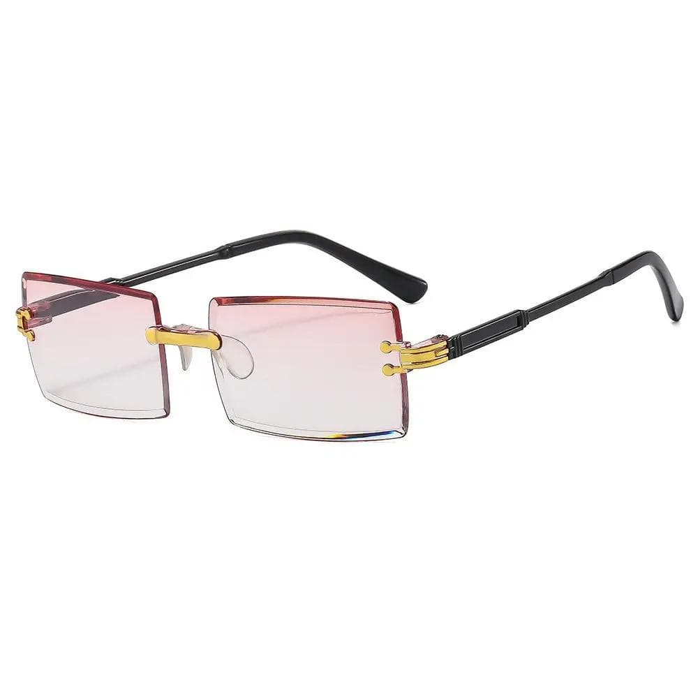 Trendy UV Protection Rimless Sunglasses for Men Women Fashion Frameless Rectangle Retro Shades Summer Eyewear