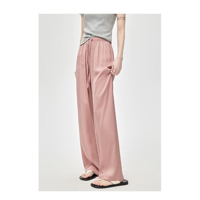 Ice Silk Wide-leg Pants Spring and Summer New Trousers for Women with High Waist Slim, Loose and High-end Drape Casual Straight-leg Pants XL