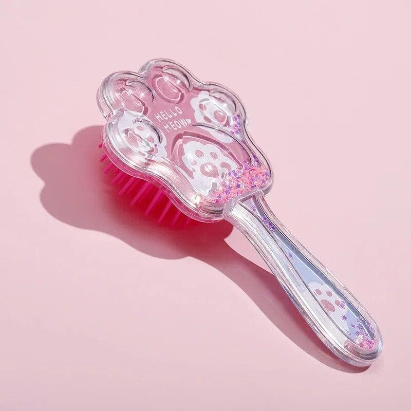 Children Anti-static Hair Brush Entangle Detangling Combs Cute Cartoon Cat Paw Air Cushion Massage Comb Salon Hair Styling Tools pink