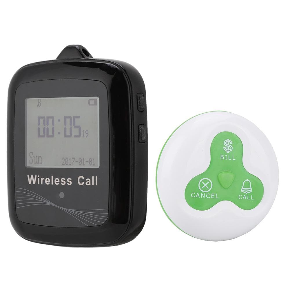 Restaurant Paging System Black Mobile Receiver 10 White Green Silicone Pager UK Plug