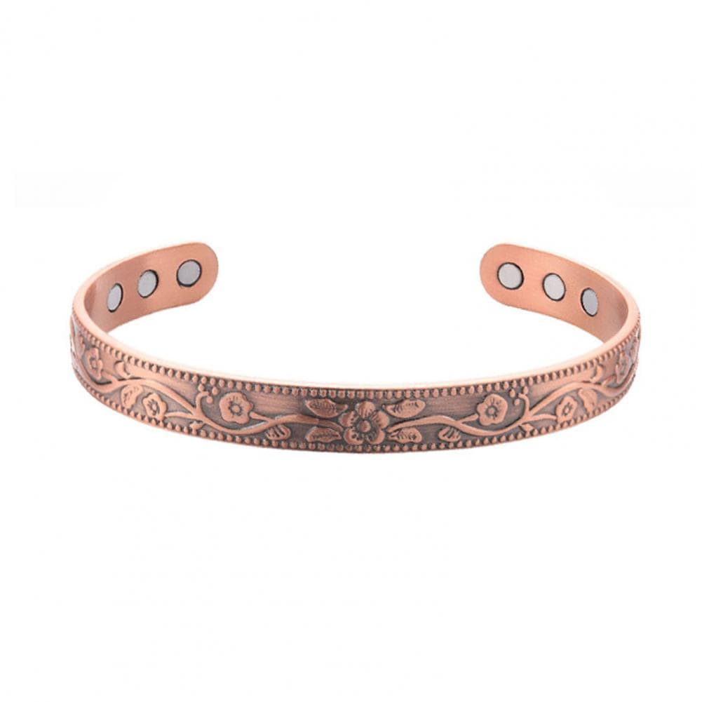 Magnetic Therapy Bracelet Vintage Plum Blossom Magnet Bangle for Women Adjustable Open Cuff Promotes Circulation for Joint