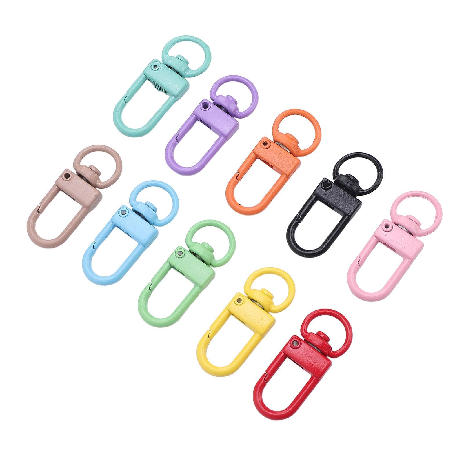 50PCS Colorful Snap Hooks Metal Swivel Claw Clasps for Crafts Making Backpack Keychain Pendant 10